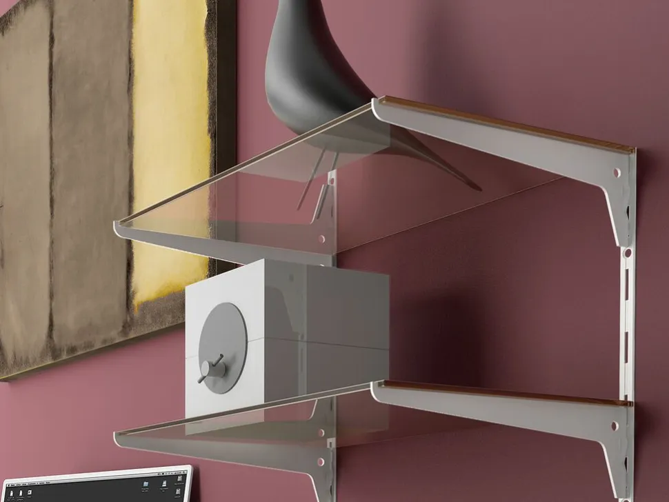 Reggimensola per mensole legno/vetro in Acciaio verniciato Bianco disponibile in varie misure