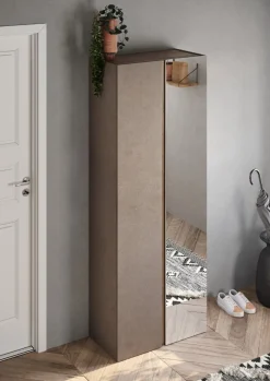Scarpiera 2 ante battenti con specchio linea Combo in Rovere Mercure e Bronzo