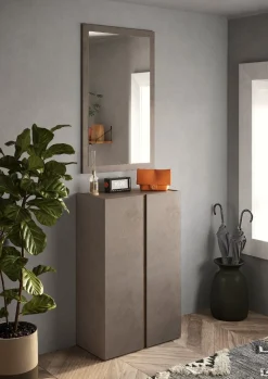 Scarpiera 2 ante battenti linea Combo in Bronzo e Rovere Mercure