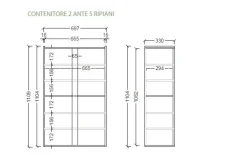 Scarpiera 2 ante battenti linea Combo in Bianco Lucido e Rovere Cadiz