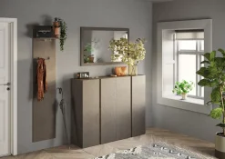 Scarpiera 4 ante battenti linea Combo in Bronzo e Rovere Mercure