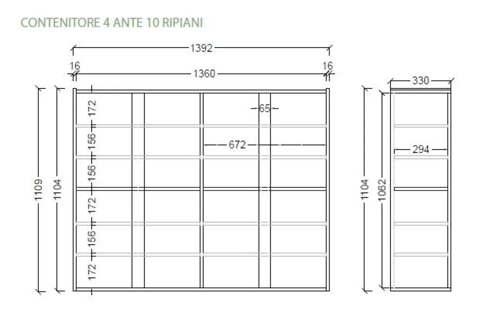 Scarpiera 4 ante battenti linea Combo in Bronzo e Rovere Mercure