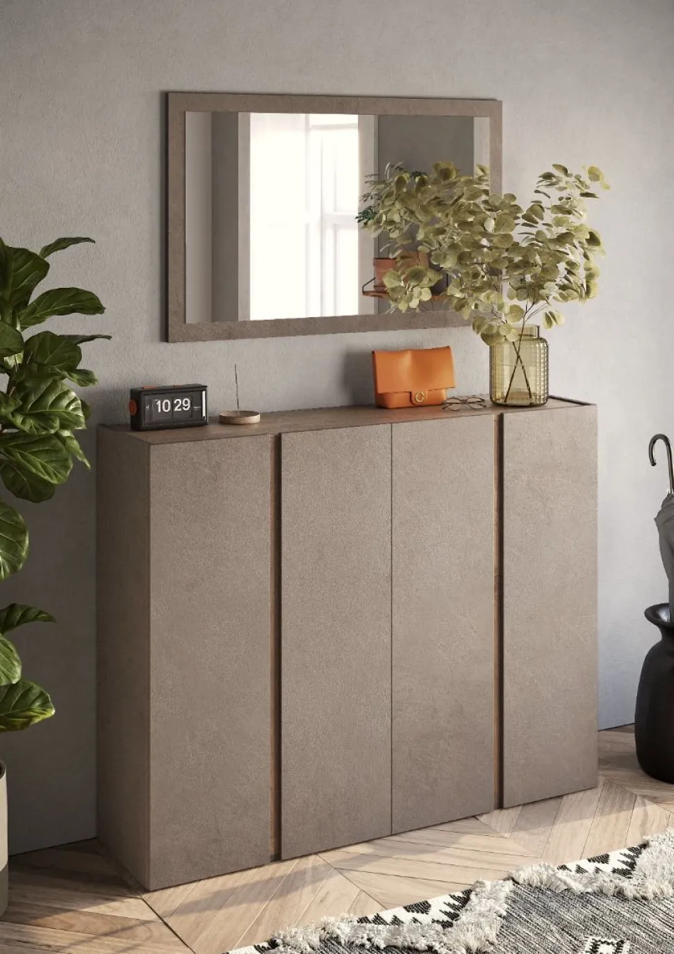 Scarpiera 4 ante battenti linea Combo in Bronzo e Rovere Mercure