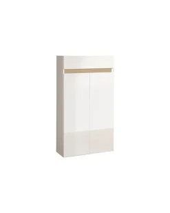 Scarpiera 2 ante e 1 cassetto Svuotatasche Linea Oasi in Bianco Lucido e Rovere