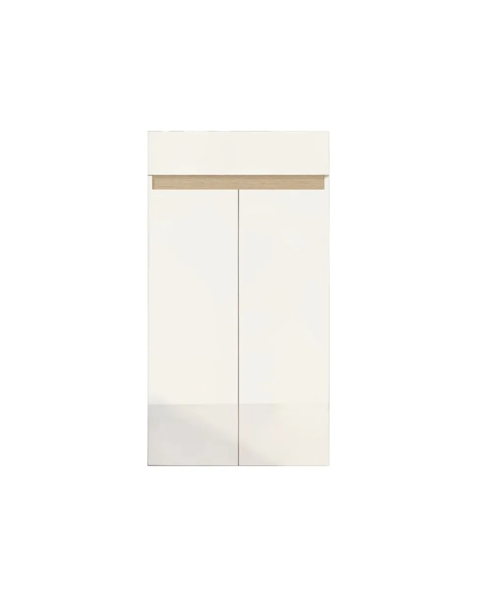 Scarpiera 2 ante e 1 cassetto Svuotatasche Linea Oasi in Bianco Lucido e Rovere