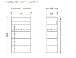 Scarpiera 2 ante e 1 cassetto Svuotatasche Linea Oasi in Bianco Lucido e Rovere