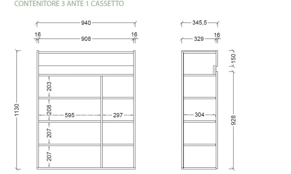 Scarpiera 3 ante e 1 cassetto Svuotatasche Linea Oasi in Bianco Lucido e Rovere