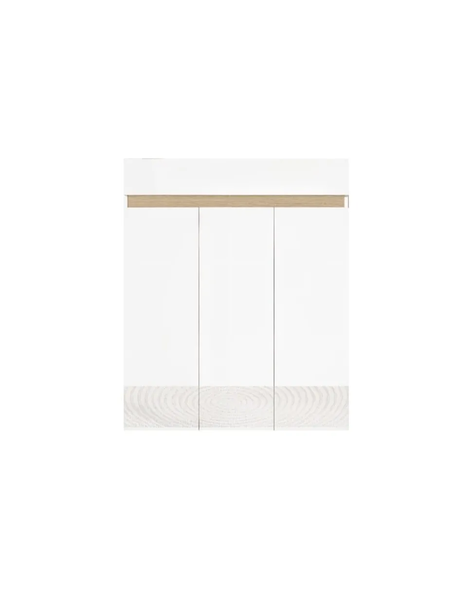 Scarpiera 3 ante e 1 cassetto Svuotatasche Linea Oasi in Bianco Lucido e Rovere