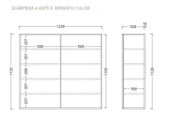 Scarpiera bassa salvaspazio 4 ante battenti con 8 ripiani finitura Bianco Lucido linea Multiuso