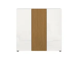 Scarpiera Bassa salvaspazio Lady 3 ante in Bianco Lucido e Legno Cannettato