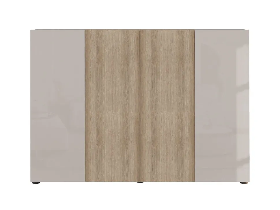 Scarpiera Bassa salvaspazio Lady 4 ante in Cashmere Lucido e Rovere chiaro