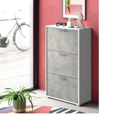 Scarpiera Cemi linea Ordinary 3 ante in finitura Bianco frassino con ante Cemento