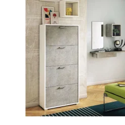 Scarpiera Cemi linea Ordinary 4 ante in finitura Bianco frassino con ante Cemento