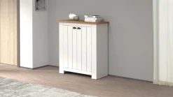 Scarpiera contemporanea 2 ante Silm Bianco Opaco e Rovere Wotan
