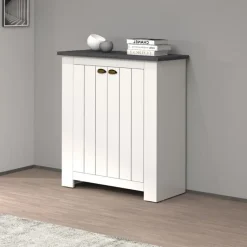 Scarpiera contemporanea 2 ante Silm Bianco Opaco e Ardesia