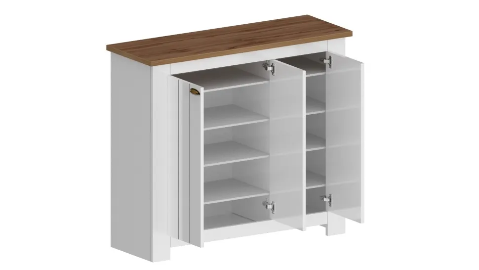Scarpiera contemporanea 3 ante Silm Bianco Opaco e Rovere Wotan
