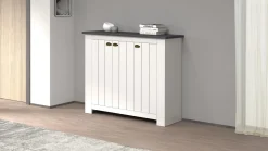 Scarpiera contemporanea 3 ante Silm Bianco Opaco e Ardesia