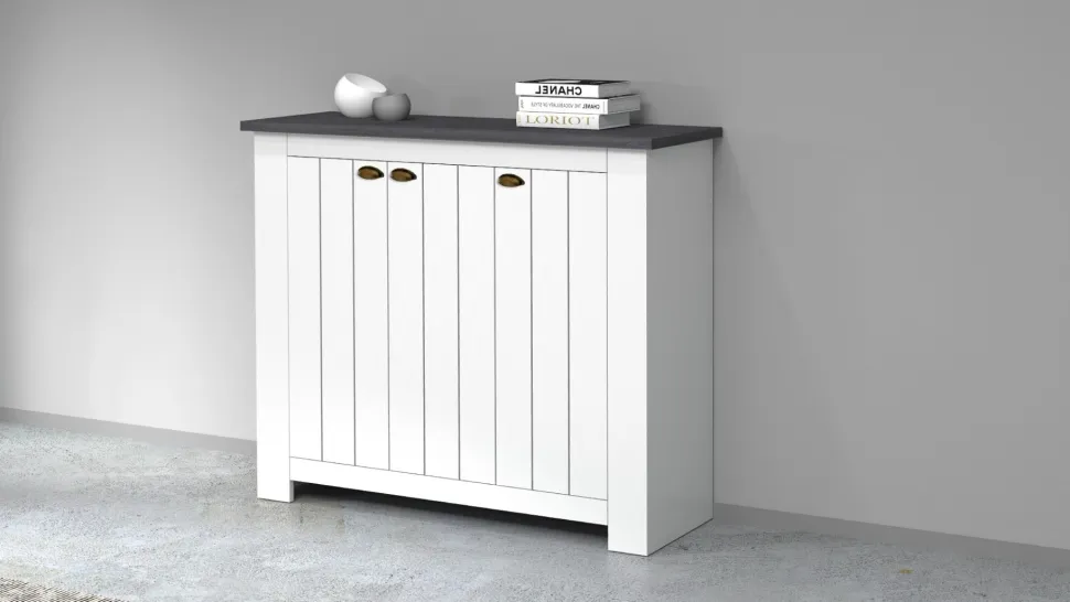 Scarpiera contemporanea 3 ante Silm Bianco Opaco e Ardesia