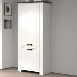 Scarpiera contemporanea 4 ante Silm Bianco Opaco e Ardesia