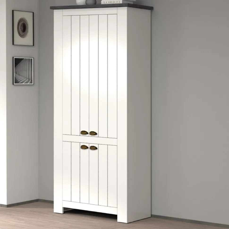 Scarpiera contemporanea 4 ante Silm Bianco Opaco e Ardesia