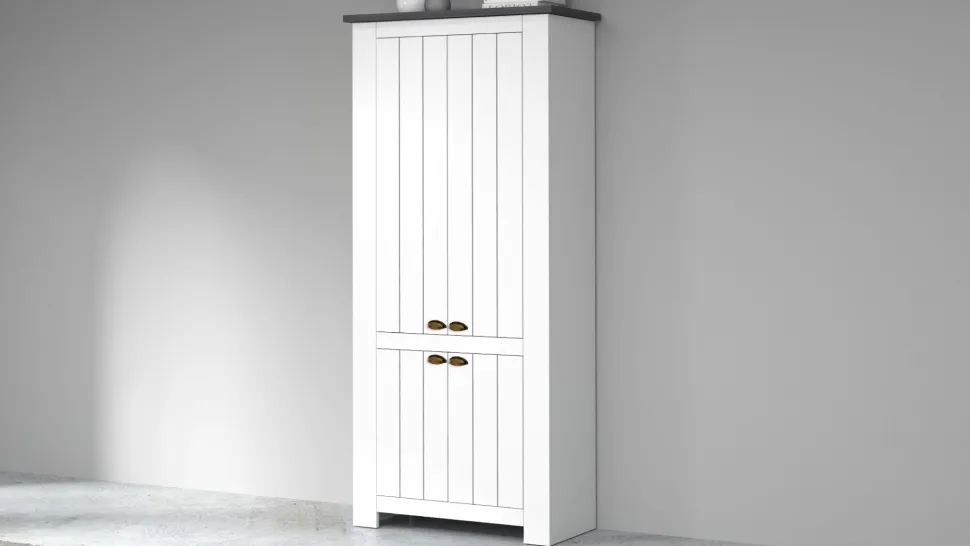 Scarpiera contemporanea 4 ante Silm Bianco Opaco e Ardesia