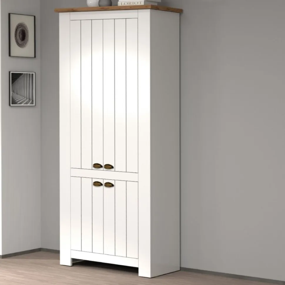 Scarpiera contemporanea 4 ante Silm Bianco Opaco e Rovere Wotan