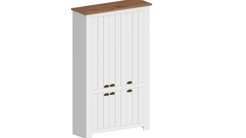Scarpiera contemporanea 6 ante Silm Bianco Opaco e Rovere Wotan