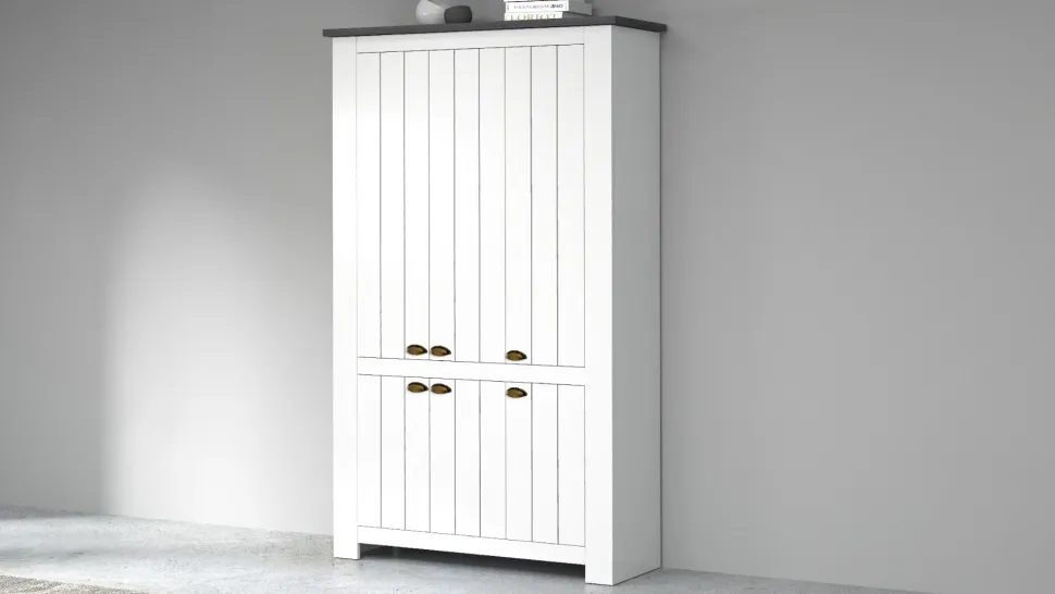 Scarpiera contemporanea 6 ante Silm Bianco Opaco e Ardesia