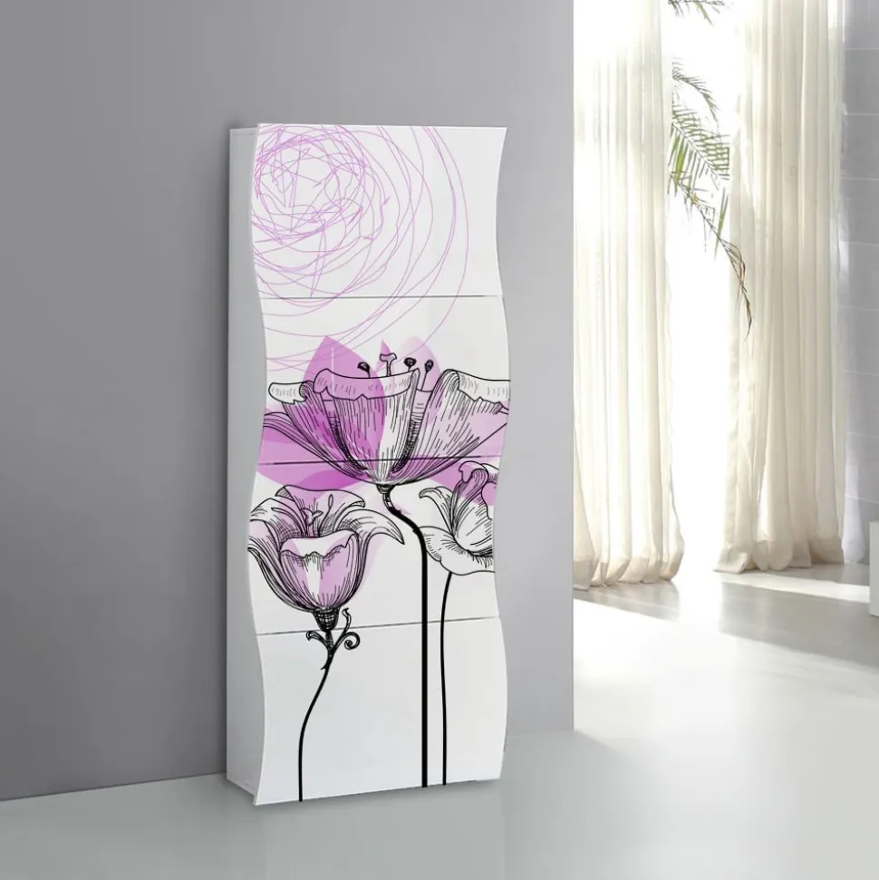 Scarpiera linea Mia 4 ante con serigrafia floreale viola