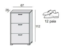 Scarpiera Lite linea Ordinary 3 ante in finitura Bianco frassino