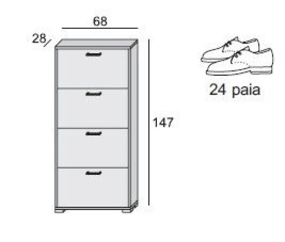 Scarpiera Lite linea Ordinary 4 ante in finitura Bianco frassino