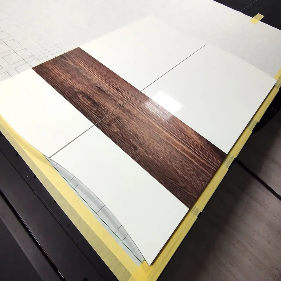 Scarpiera Moderna a 2 Ante in Bianco Lucido con Serigrafia Effetto Legno (Personalizzabile)