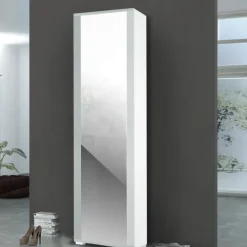 Scarpiera Pati 1 anta battente a specchio in finitura Bianco frassino