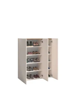 Scarpiera salvaspazio 3 ante H 116 cm Linea Oasi in Cashmere Opaco e Rovere Mercure