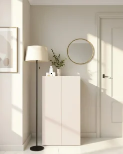 Scarpiera salvaspazio 2 ante H 116 cm Linea Oasi in Cashmere Opaco e Rovere Mercure
