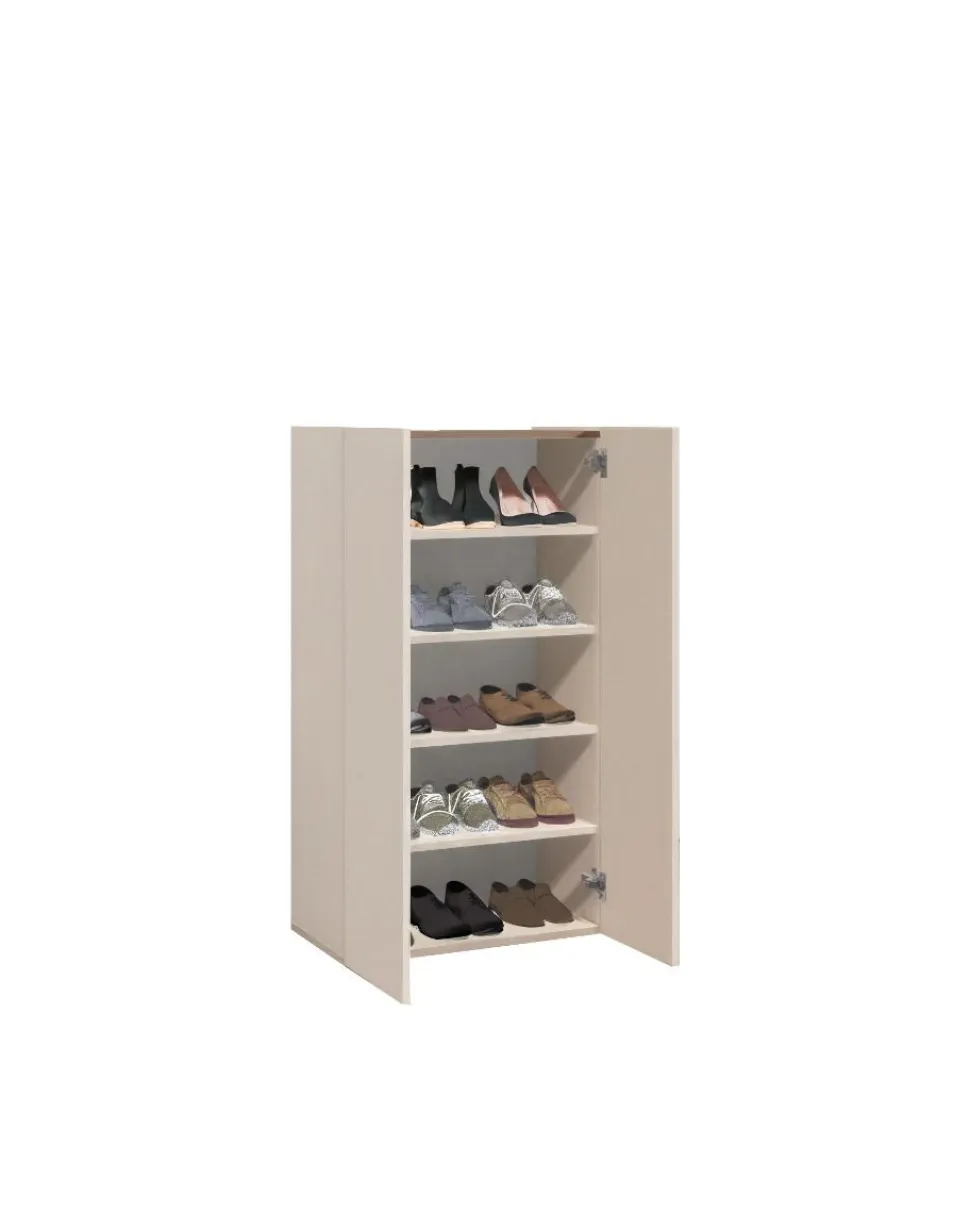Scarpiera salvaspazio 2 ante H 116 cm Linea Oasi in Cashmere Opaco e Rovere Mercure