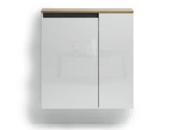 Scarpiera sospesa moderna 2 ante Bianco Lucido e Top Rovere Naturale