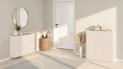 Scarpiera sospesa moderna 2 ante a ribalta Linea Oasi in Cashmere Opaco e Rovere Mercure