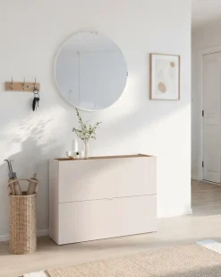 Scarpiera sospesa moderna 2 ante a ribalta Linea Oasi in Cashmere Opaco e Rovere Mercure