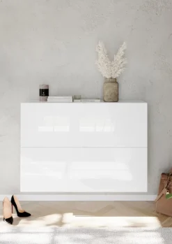 Scarpiera Sospesa salvaspazio 2 ante a ribalta finitura Bianco Lucido linea Multiuso