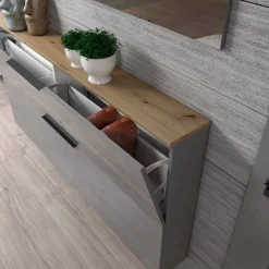 Scarpiera sospesa stretta 2 ante ribalta Slim disponibile in 2 colori