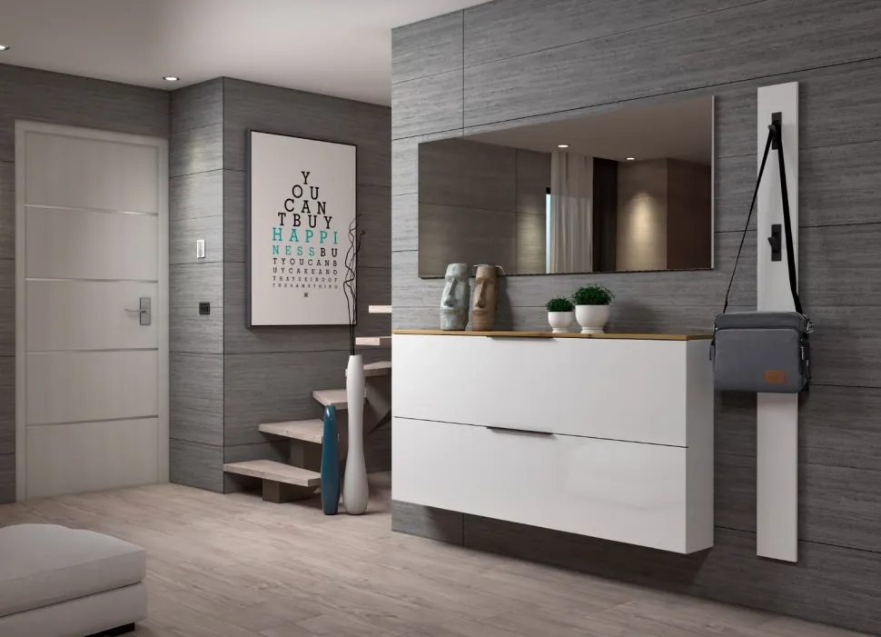 Scarpiera sospesa stretta 2 ante ribalta Slim disponibile in 2 colori
