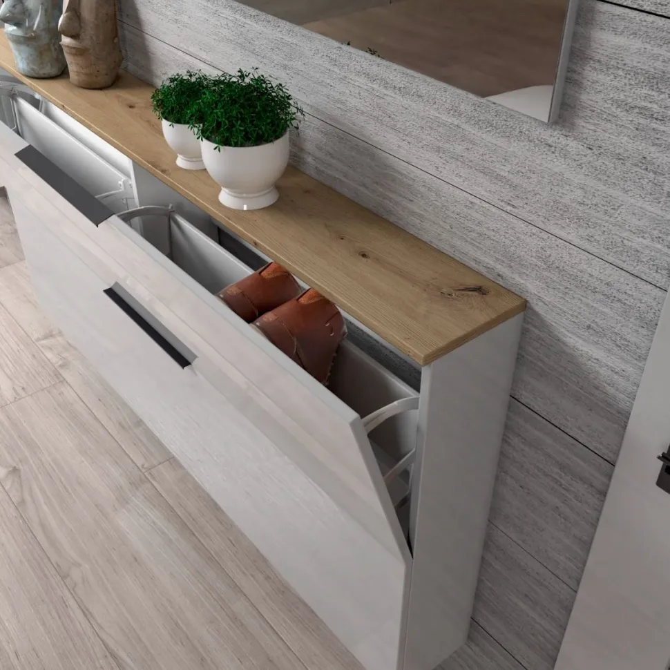 Scarpiera sospesa stretta 2 ante ribalta Slim disponibile in 2 colori