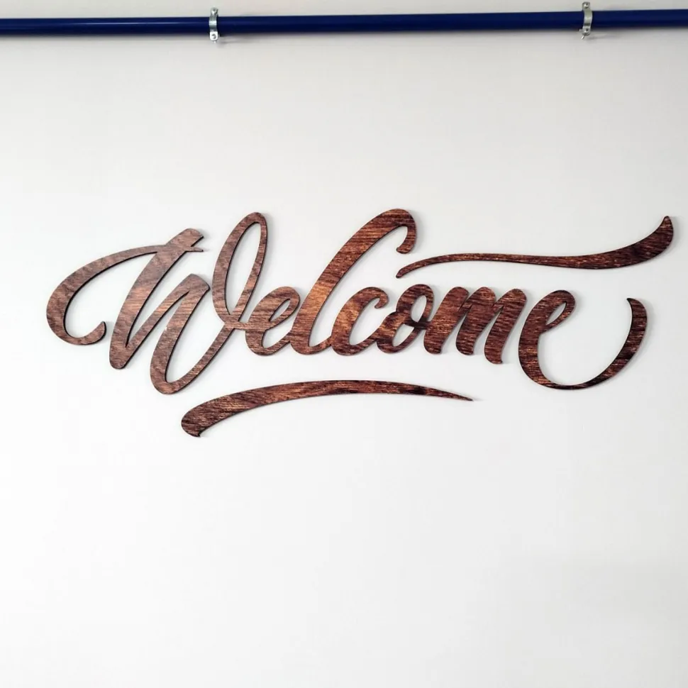 Scritta in legno scuro, Welcome L 1,2m
