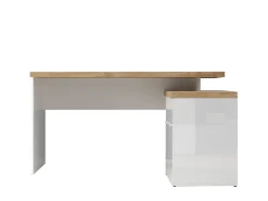 Scrivania ad Angolo Linea Easy Bianco Lucido e Rovere Cadiz con 2 ante e 1 cassetto