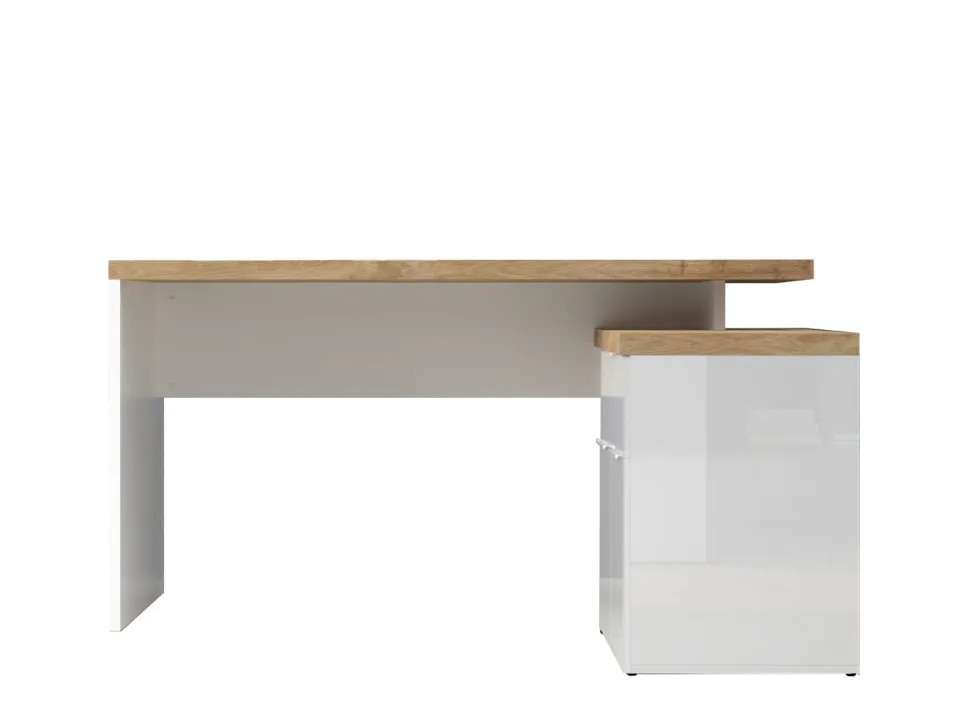 Scrivania ad Angolo Linea Easy Bianco Lucido e Rovere Cadiz con 2 ante e 1 cassetto