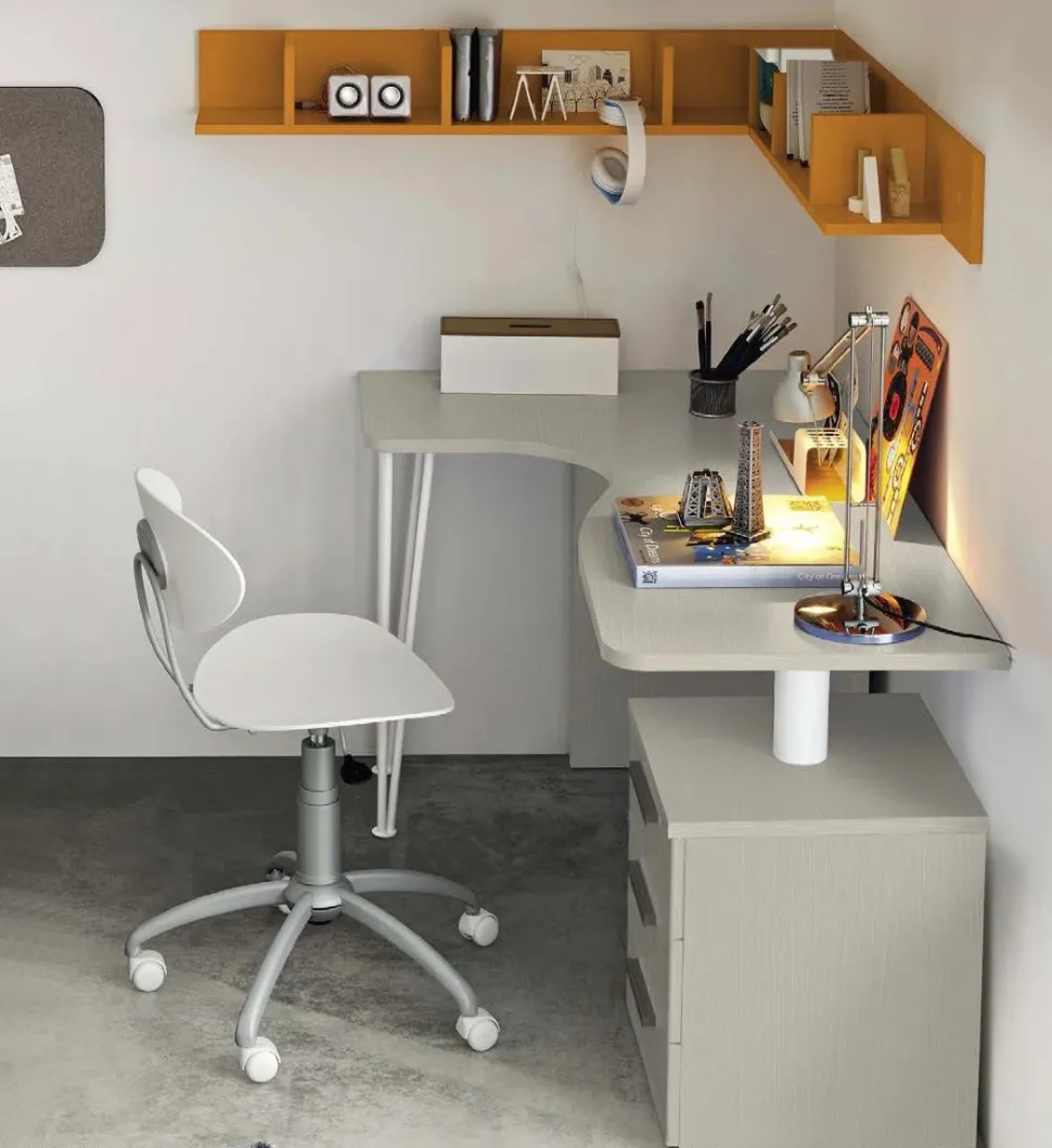 Scrivania angolare con 3 cassetti Lily linea Airone 21 colorazioni