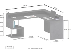Scrivania angolare con sopralzo Cube in finitura Bianco Lucido