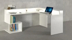 Scrivania angolare con sopralzo Cube in finitura Bianco Lucido