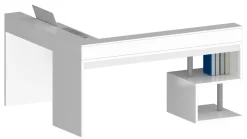 Scrivania angolare con sopralzo Cube in finitura Bianco Lucido